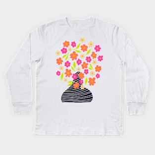 Arty flowers in a vase Kids Long Sleeve T-Shirt